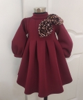 Maroon Pleated Neoprene/Scuba Dress