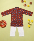 Rocket Print Kurta Pajama Set