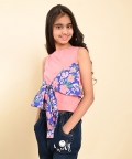 Round Neck Sleeve Less Printed Crop Top