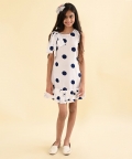 Round Neck Sleeve Less Printed Knee Length Dress