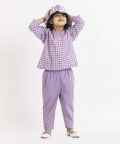 Peasant Top Co-ord Lavender Check