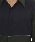 Olive & Blue colour block shirt