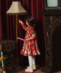 Red Floral Betty Dress Full Sleeves