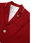 Red Notch Collar Blazer With Piping Detail On Collar