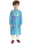 Cotton Silk Embroidered Kurta & Churidar