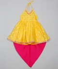 Yellow And Magenta Halter Neck Dhoti Jhabla