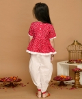 Bandhani Magenta And White Cotton Printed Dhoti Peplum