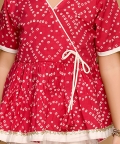 Bandhani Magenta And White Cotton Printed Dhoti Peplum
