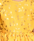 Yellow With Gold Print Dhoti & Jhabala