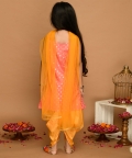 Gold & Mustard Kurta Dhoti With Lace Work And Mesh Dupatta