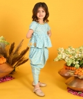 Jhabla & Dhoti With Pom Pom And Lace Detalling