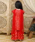 Red & Gold All Over Print Sharara And Kurta Set