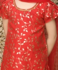 Red & Gold All Over Print Sharara And Kurta Set