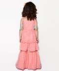 Pastel Pink Foil Printed Sharara Kurta Set With Tassels