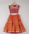 Sequin And Abhla Work Top With Lehenga
