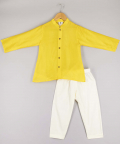 Sequin And Threadwork Open Jacket With Kurta And Pyjama