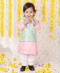 Sequin Work Jacket With Pink Kurta And Pyjama