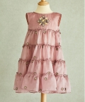 Hand Embroidered Flower Motif And Crochet Silk Organza Dress