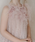 Hand Embroidered Feathery Roses Dress