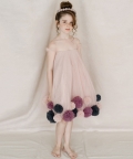 Pom Pom Sheer Yoke Dress