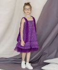 Hand Embroidered Shoulder Tie-Up Frilled Dress