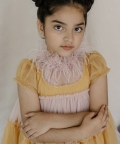 Pink And Yellow High Neck Tiered Dress