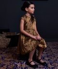 Gathered Side Panel Gold Dress