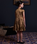 Gathered Side Panel Gold Dress