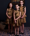 Gathered Side Panel Gold Dress