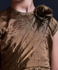 Gathered Side Panel Gold Dress