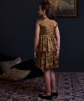 Shoulder Flowers Cascade Gold Dress
