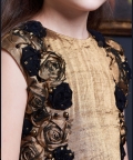 Shoulder Flowers Cascade Gold Dress