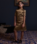 Quilted Look Gold Dress