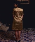 Quilted Look Gold Dress