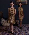 Quilted Look Gold Dress