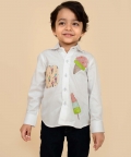 White Shirt With Ice Cream Print