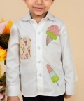 White Shirt With Ice Cream Print