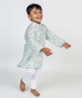 Blue Geometric Jaal Printed Kurta 