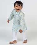 Blue Geometric Jaal Printed Kurta 