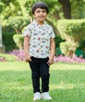 Palm Trees And Sunset Print Cotton Linen Shirt