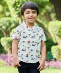 Palm Trees And Sunset Print Cotton Linen Shirt