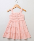 Peach & White Seersucker Striped Dress