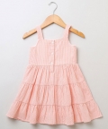 Peach & White Seersucker Striped Dress