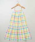 Singlet Sleeves Frock & Ajustable Strap Shoulder Checkered