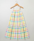 Singlet Sleeves Frock & Ajustable Strap Shoulder Checkered