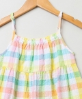Singlet Sleeves Frock & Ajustable Strap Shoulder Checkered