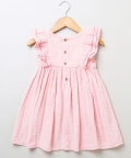 Baby Pink Embroidery Yoke Double Cloth Organic Dress