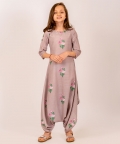 Mocha Brown Floral & Polka Dot Dhoti Jumpsuit Kids