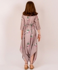 Mocha Brown Floral & Polka Dot Dhoti Jumpsuit Kids