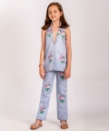 Soft Blue Floral & Polka Dot Pantsuit Kids